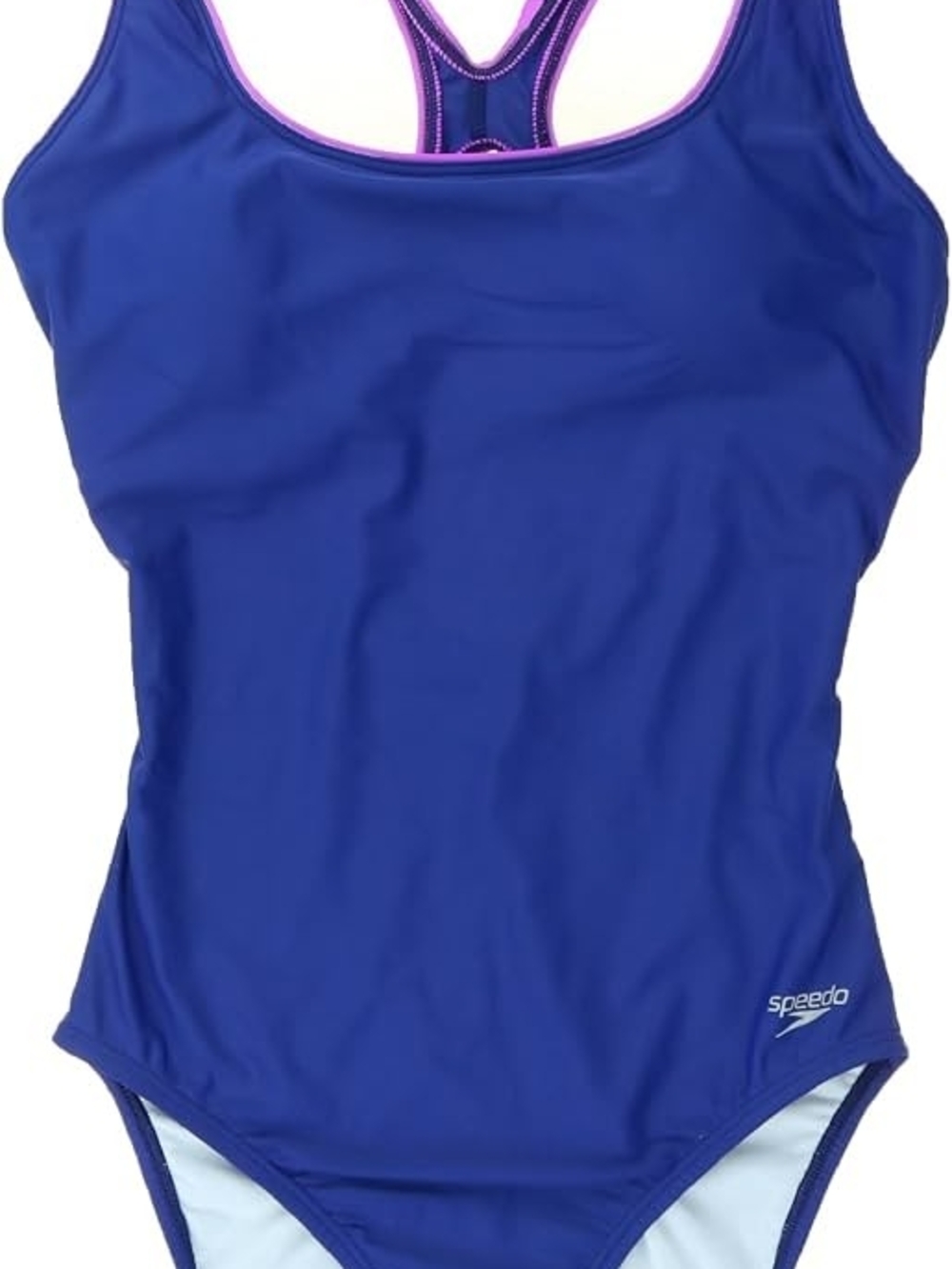 Speedo Blue One-Piece Swimsuit with Pink Trim